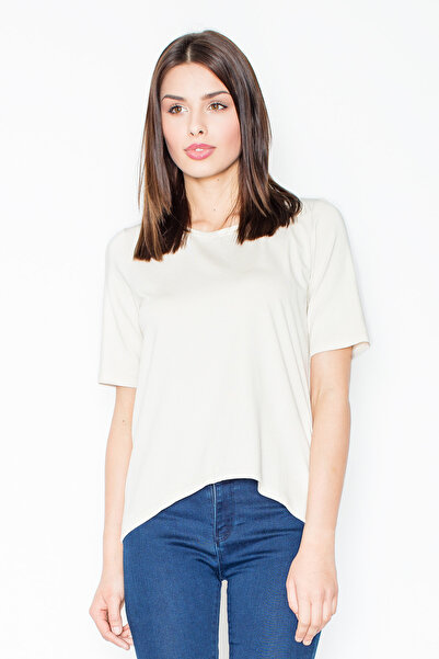 Figl Bluză elegantă cu decolteu la spate, ecru M436, mărimea M