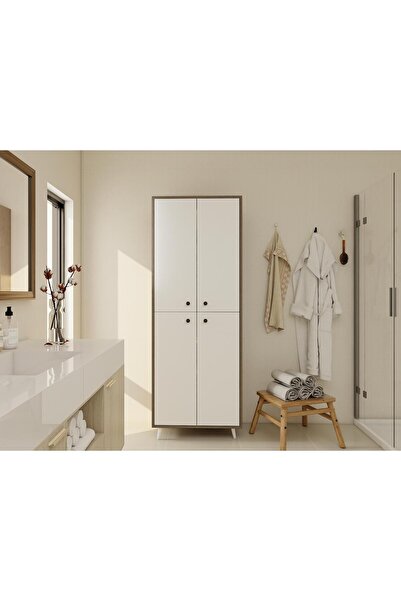 Masif Market Vadi Çok Amaçlı Banyo/Kiler Dolabı Antrasitmeşe-Beyaz Renk