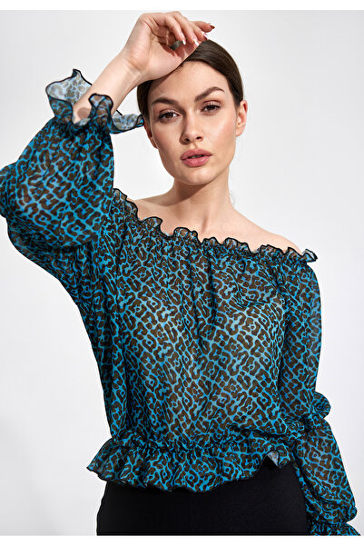 Figl Bluză spaniolă pentru femei - bluză cu elastic în partea de jos cu impri...