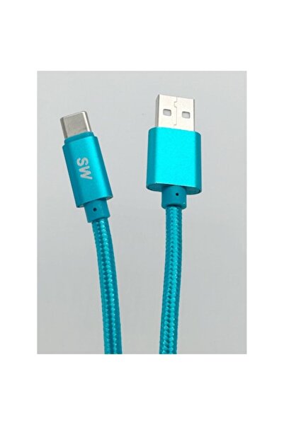 OEM Fast charging USB-A to USB-C data cable, 2.4A, 3m, Blue, braided textile