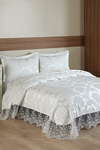 BİRHOME Monalife Lace Double Bedspread (Cream) 240X260Cm