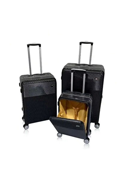 Prosperity Multi Functional Luggage set PC aluminum frame password pull rod box 20/24/28 inch Set - Blue