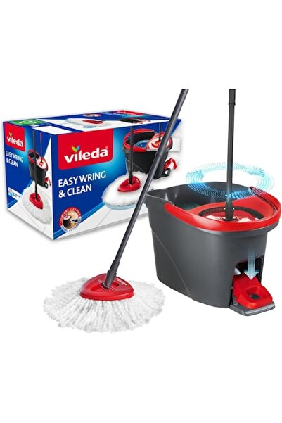 Vileda Easy Wring and Clean cleaning set, microfiber mop, bucket with spinner, 1 x mop, 1 x bucket