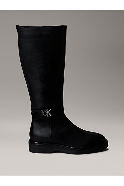 Calvin Klein Knee W/Metal Logo Black Women's Boots