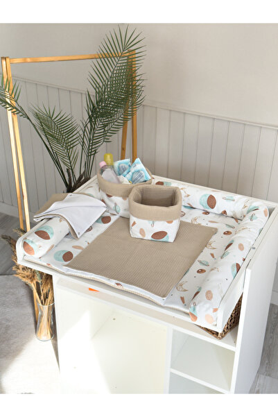 Pastelya Camel Patterned Baby Diaper Changing Set, Waterproof Changing Pad, Diaper Changing Mat