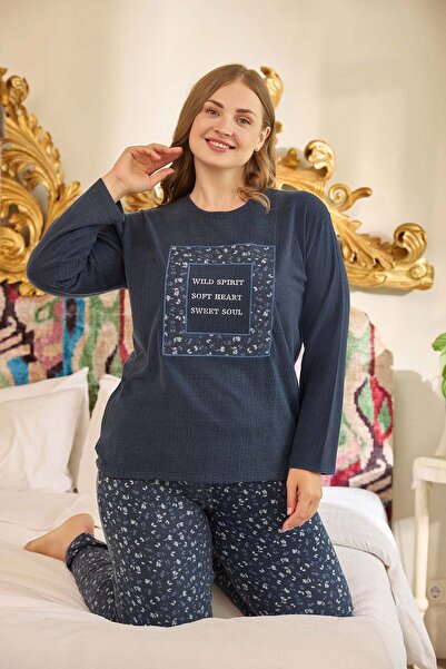 Aydoğan Plus Size Thermal Women's Long Sleeve Pajama Set 240685 Laci01