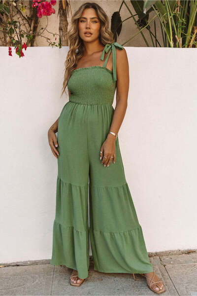 WildFashion Casual sleeveless bustier jumpsuit, made of breathable material, green X796-12