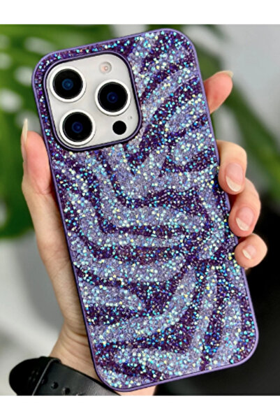 Go Aksesuar iPhone 15 Promax Compatible Patterned Diamond Design Stone Sparkling Shiny Diamond Silicone Case