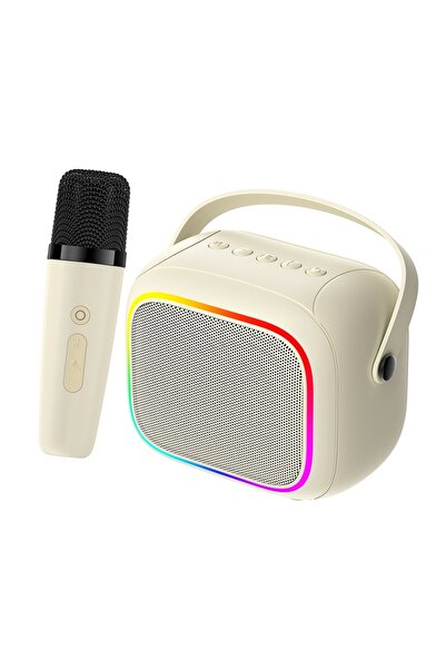 Havit Portable Speaker with Wireless Microphone, Bluetooth 5.4, TWS, RGB Lights, IPX6, 1500mAh, Beige