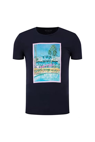 Guess Pool Party Tee Navy Slim Fit