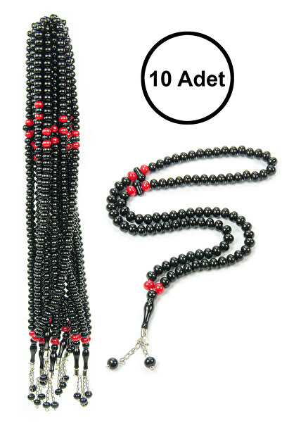 ihvan online 10 Pieces of 99-Bead Prayer Beads 10mm Hajj Umrah Gift - Black