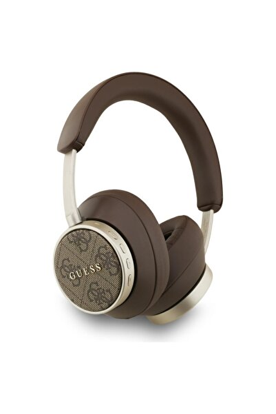 Guess Căști Bluetooth fără fir cu ANC, design supraauricular, piele, logo 4G clasic, maro
