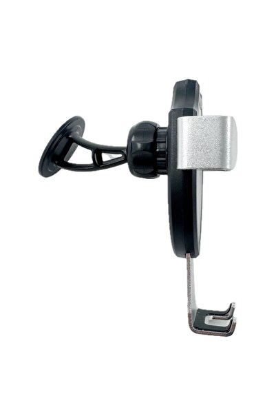 OEM 2-in-1 Gravitational Car Holder for Phone — Vent or Adhesive Mount, Shield Metallic Design, Silver