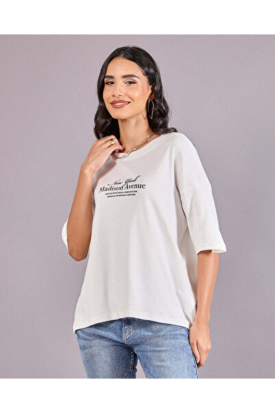 REDTAG Women White Printed T-Shirt