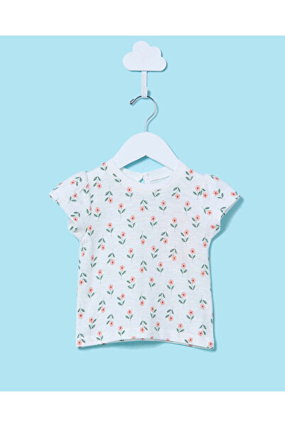 REDTAG تي شيرت أبيض مطبوع للبنات الرضع