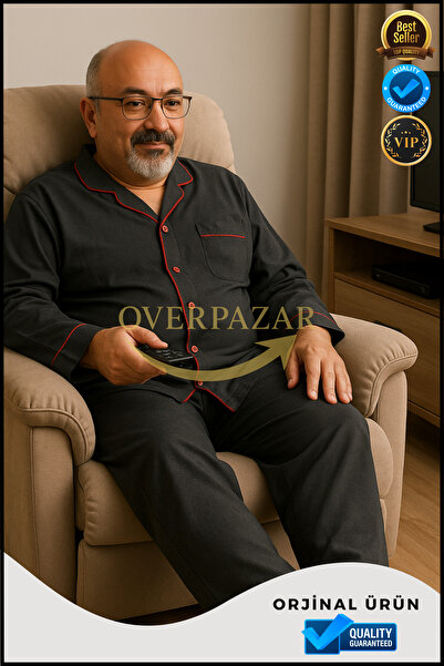 Overbazaar Dad Pajamas Relaxed Fit Button down Long Sleeve Winter Pajama Set