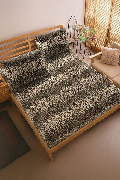 MODEL HOME TEKSTİL Model Home Leopard Print Double Size Cotton Duvet Cover Set