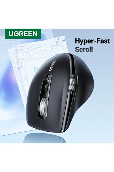 Ugreen Wireless Mouse with Bluetooth 5.4 + 2.4GHz, Fast Scroll, Adjustable DPI 1000–5000, Black
