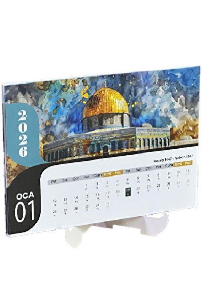 Hobbi Tasarım 2026 Hicri Miladi Masa Takvimi İslami Temalı