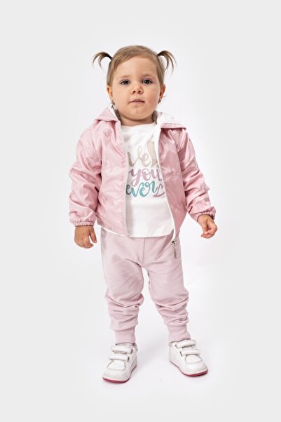 partner kids Afyateks Floral Patterned 3-Piece Raincoat Baby Girl Set