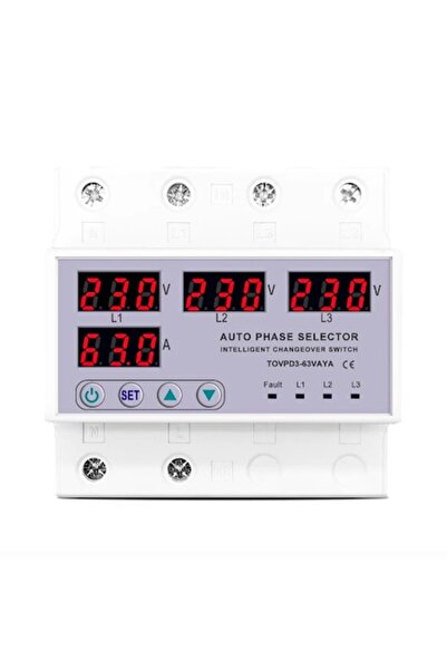 FUSIONTECHX Selector de fază - releu de tensiune trifazat (DIN 3P+N), voltmet...