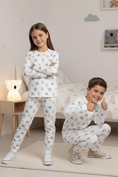 NEWKİDS Unisex Children's Koala and Rabbit Themed Transitional Cotton Pajamas