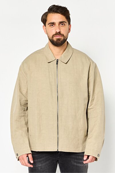 Calvin Klein Men Solid Long Sleeve Shirt Jacket, Beige