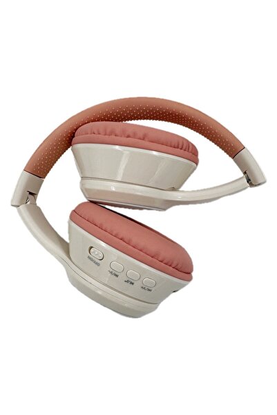 OEM Wireless Stereo Headphones Bluetooth 5.3, Foldable, Strong Bass, Built-in Mic, RGB (Pink-White)
