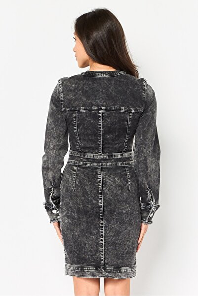 Karl Lagerfeld Women Washed Denim Shirt Dress, Grey