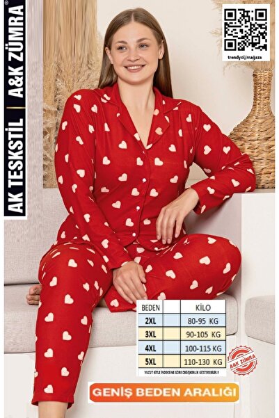 A&K ZÜMRA Front Buttoned Suede Velvet Winter Pajama Set Plus Size