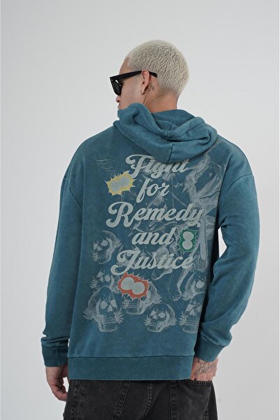 Butik سترة تريند بيز بغطاء للرأس مطبوع قصة فضفاضة قابلة للغسل