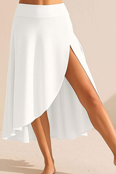 dk denemekabini Women's Sandy Skirt with Pocket Detail Leggings - White