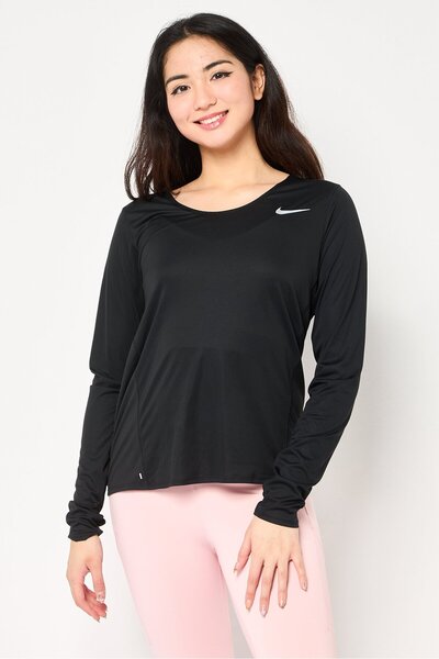 Nike Women Standard Fit Long Sleeve Running Top, Black