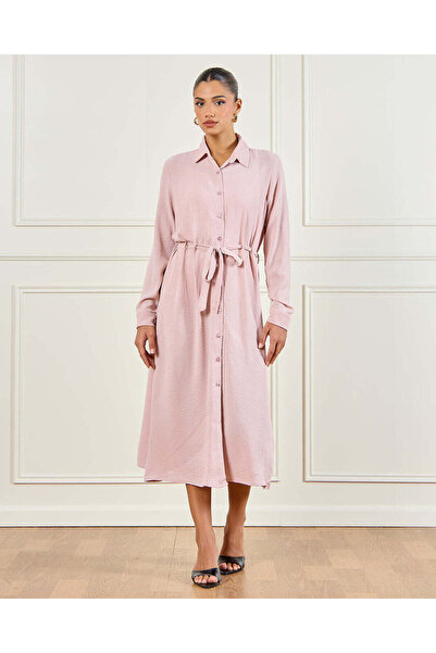 REDTAG Women Pink Plain Collared Dress