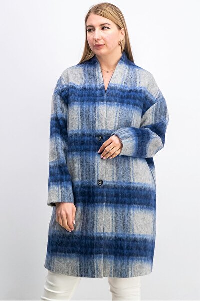 Tchibo Women Plaid Trench Coat, Navy