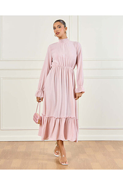 REDTAG Women Pink High Neck Maxi Dress