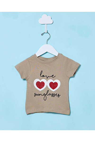 REDTAG تي شيرت بني مطبوع للبنات الرضع