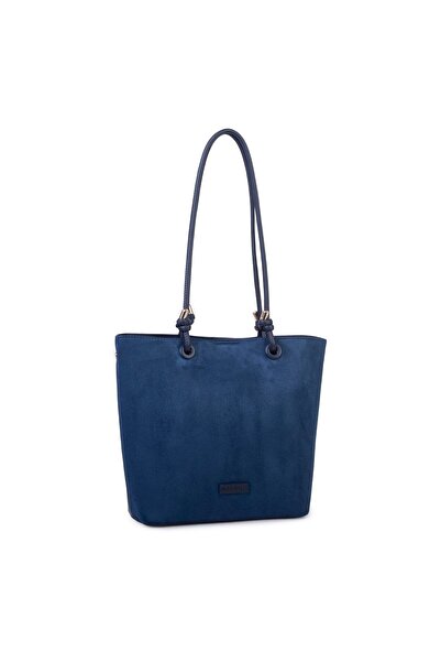 Nas Bag Lightweight Women's Large Shoulder Bag Navy Blue Suede