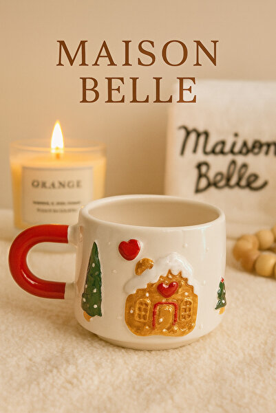 Yerel Üretici Maison Belle Gerçek Kabartma Gingerbread Seramik Kupa – Yılbaşı...