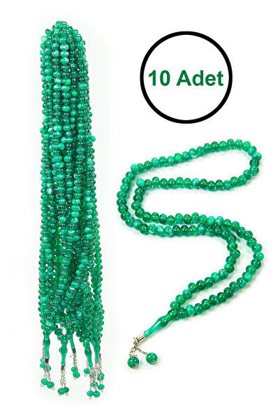 ihvan online 10 Pieces of 99 Prayer Beads 10mm Hajj Umrah Gift - Green