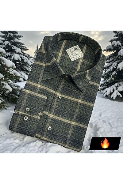 OwenLife Owen Life Kışlım Pamuklu Flanel Kışlık Gömlek Yaka Alttan Düğmeli Te...