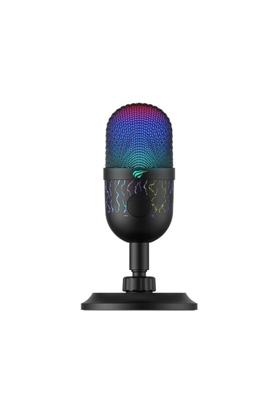 Havit Microfon de gaming cardioid RGB, USB 1.8m, compatibil cu PC/laptop/telefon, frecvență 100-18000Hz, negru