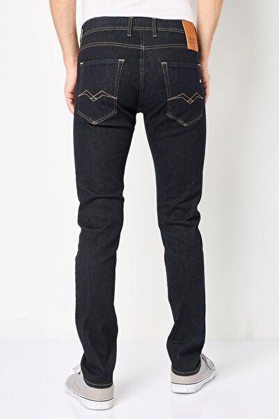 Replay Men Regular Fit Solid Stretchable Jeans, Navy Blue