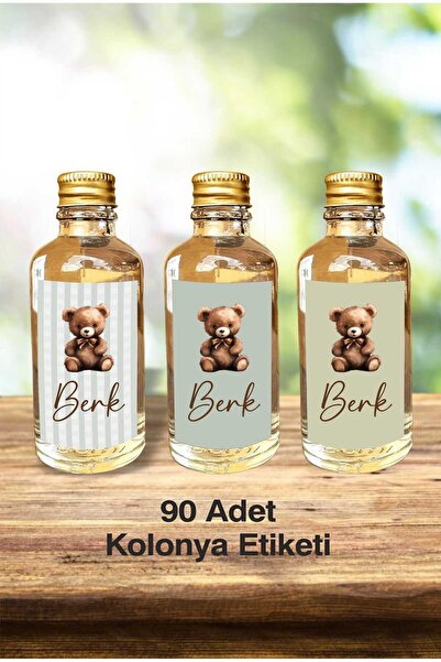 fırsatlar diyarı Ayıcık Tema Kolonya Etiketi - Parlak Kuşe Kesimli / 3x4,5 Cm...