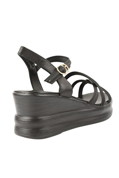 FORMAZIONE Casual sandals, women, FORMAZIONE, 991-1 black, leather, platform 40