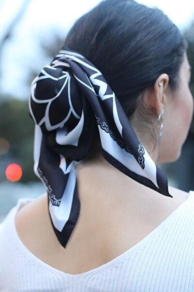 AFVENTE Φουλάρι με σχέδιο Λευκό-Μαύρο