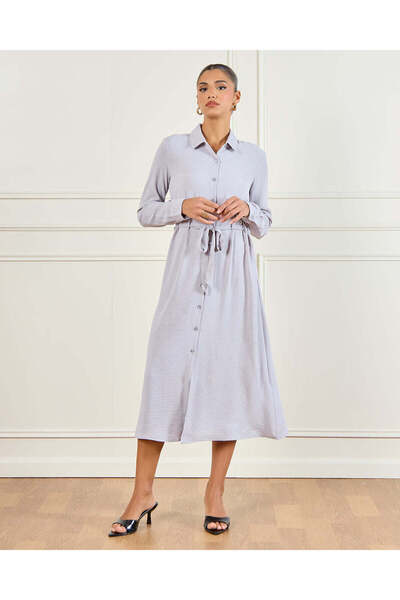 REDTAG Women Grey Plain Collared Dress