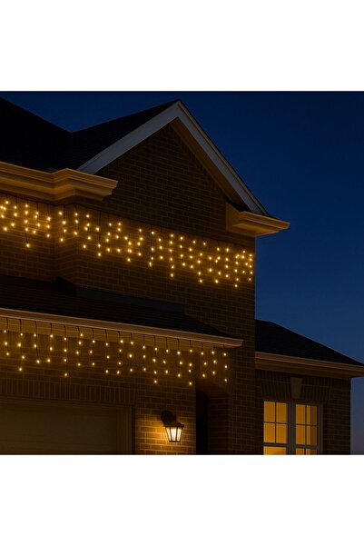 Merry Christmas Christmas Installation 12m Dove Type Fringe with 240 Warm White LEDs, Small Flash Bulb for Outdoor