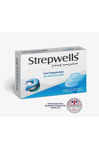 STREPWELLS CoolPeppermint 24 Pastilles ستريب ويلز حلوي استحلاب بنكهة النعناع ...