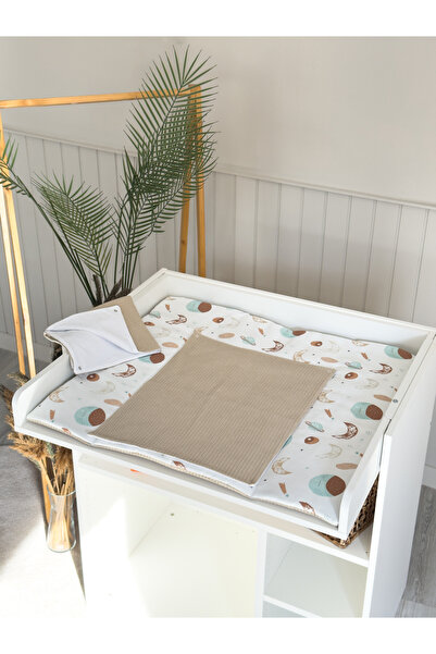 Pastelya Camel Patterned Baby Diaper Changing Set, Waterproof Changing Pad, Diaper Changing Mat